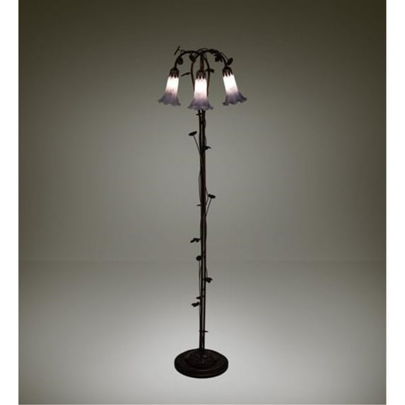 58" High Gray Tiffany Pond Lily 3 Light Floor Lamp