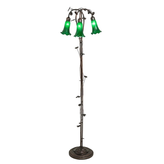 58" High Green Tiffany Pond Lily 3 Light Floor Lamp