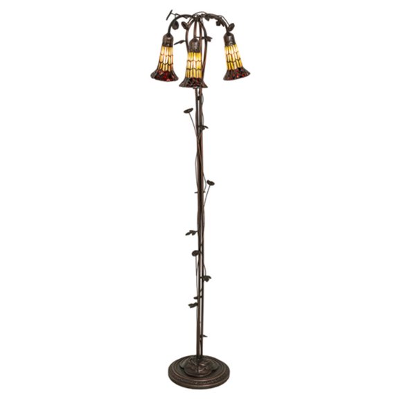 Meyda Tiffany 255133 Pond Lily 3 Light 58" Tall Tree Floor Lamp - MultiColor
