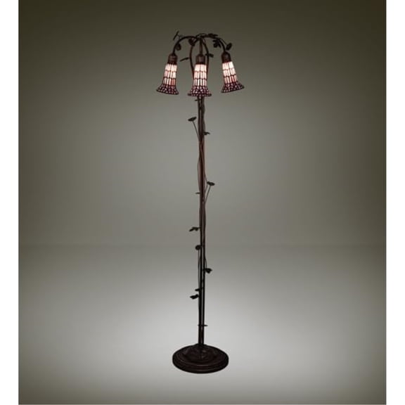 58" High Stained Glass Pond Lily 3 Light Floor Lamp