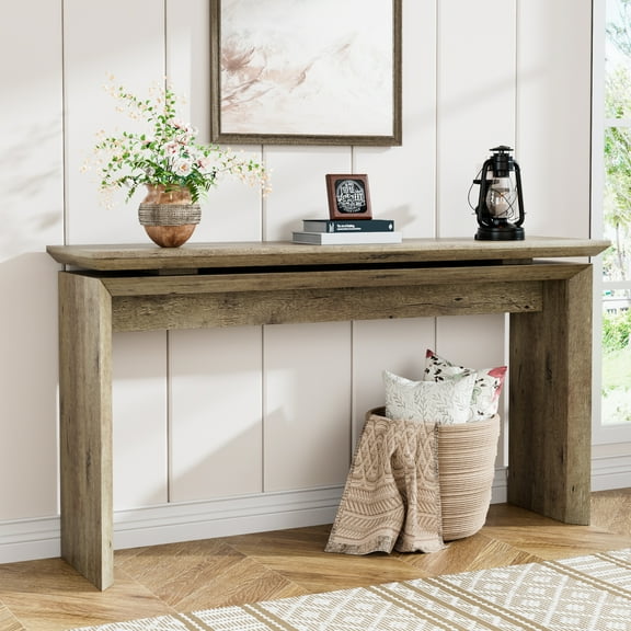 58 Inch Long Console Table, Wood Sofa Table Behind Couch, Farmhouse Entryway Table for Entrance, Hallway, Living Room