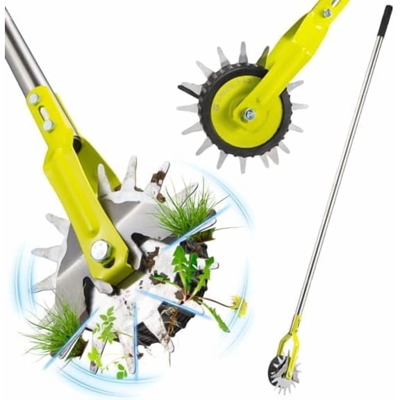 58-Inch Manual Edger Lawn Tool, Wheel Rotary Edger with Adjustable 4-Section Stainless Steel Handle & Cushion Grip, Rust-Resistant for Sidewalk, Driveway, Garden, Landscaping