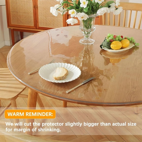 58 Inch Round  Dining Table Protector Cover - Thick PVC Vinyl Table Mat for Glass Wood Furniture