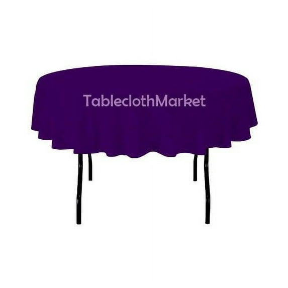 58" Inch round Polyester Tablecloth 24 COLOR Table Cover Wedding Catering Dinner", (Color: Eggplant Purple)