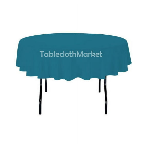 58" Inch round Polyester Tablecloth 24 COLOR Table Cover Wedding Catering Dinner", (Color: Turquoise Blue)