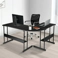 thumbnail image 1 of Hommpa Coffee Table 58" L Shaped Computer Desk with 2-Tier Shelf Home Gaming Desk Modern Office Writing Desks Work Corner Study Desk for Bedroom Living Room Space-Saving, Easy to Assemble, 1 of 10