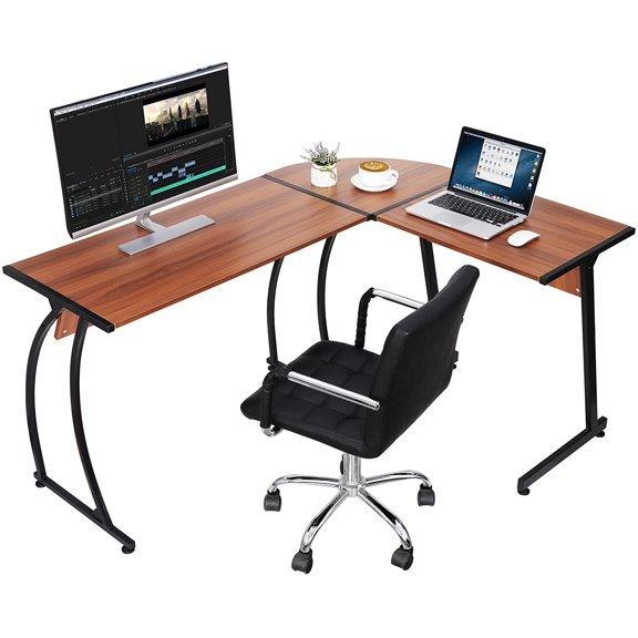 58'' L-Shaped Gaming Desk Computer Corner Desk Reversible Table Home Office Desk PC Workstation Study Writing Desk Wood & Steel