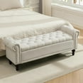 thumbnail image 1 of 58" Linen Storage  for Bedroom End of Bed, Bed Benches for Foot of Bed, Upholstered Storage  for Entryway, Window  Ottoman with Rolled Arms, Beige, 1 of 8