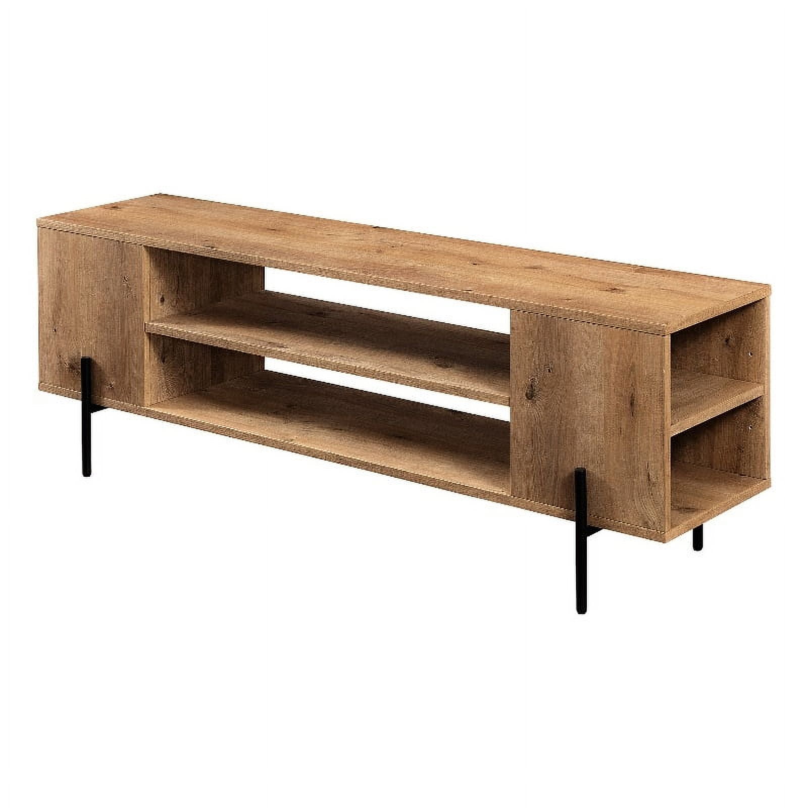 58" Modern TV Stand with Side Storage Oak