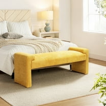 14 Karat Home 58" Modern Bench Boucle Fabric End of Bedroom Entryway