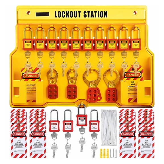 58 PCS Lockout Tagout Kits, Electrical Safety Loto Kit Includes Padlocks, Lockout Station, Hasp, Tags & Zip Ties, Lockout Tagout Safety Tools for Industrial, Electric Power, Machinery