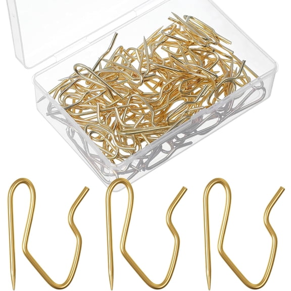 58 Pack Metal Curtain Hooks Pin On Drapery Hooks 1.2 x 1 Inch for Window,Door,Shower Curtain(Gold)