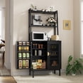 thumbnail image 1 of 58” Pantry Cabinets with Microwave Shelves, Small Kitchen Pantry Storage Cabinet with Adjustable Shelves for Kitchen, Dining Room, Living Room Use (Black), 1 of 7