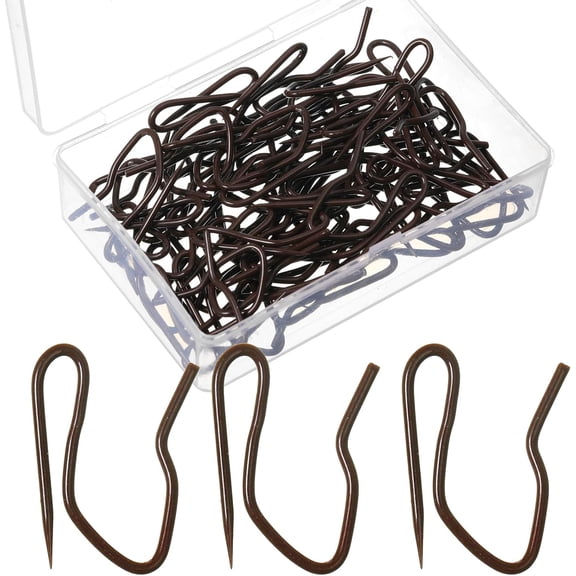 58 Pcs Brown Metal Curtain Hooks Pin On Drapery Daily Home Window Decoration