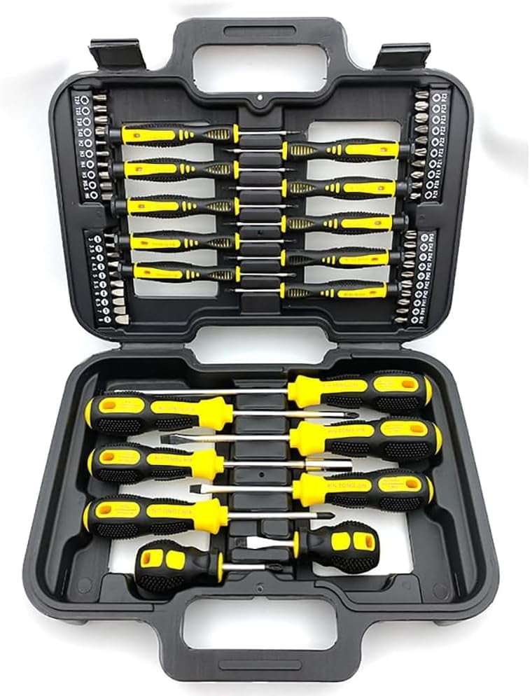 58-Piece Professional Screwdriver Set with Storage Case, Magnetic Chrome Vanadium Steel Toolkit for Home Repairs, Electronics, and Automotive Use