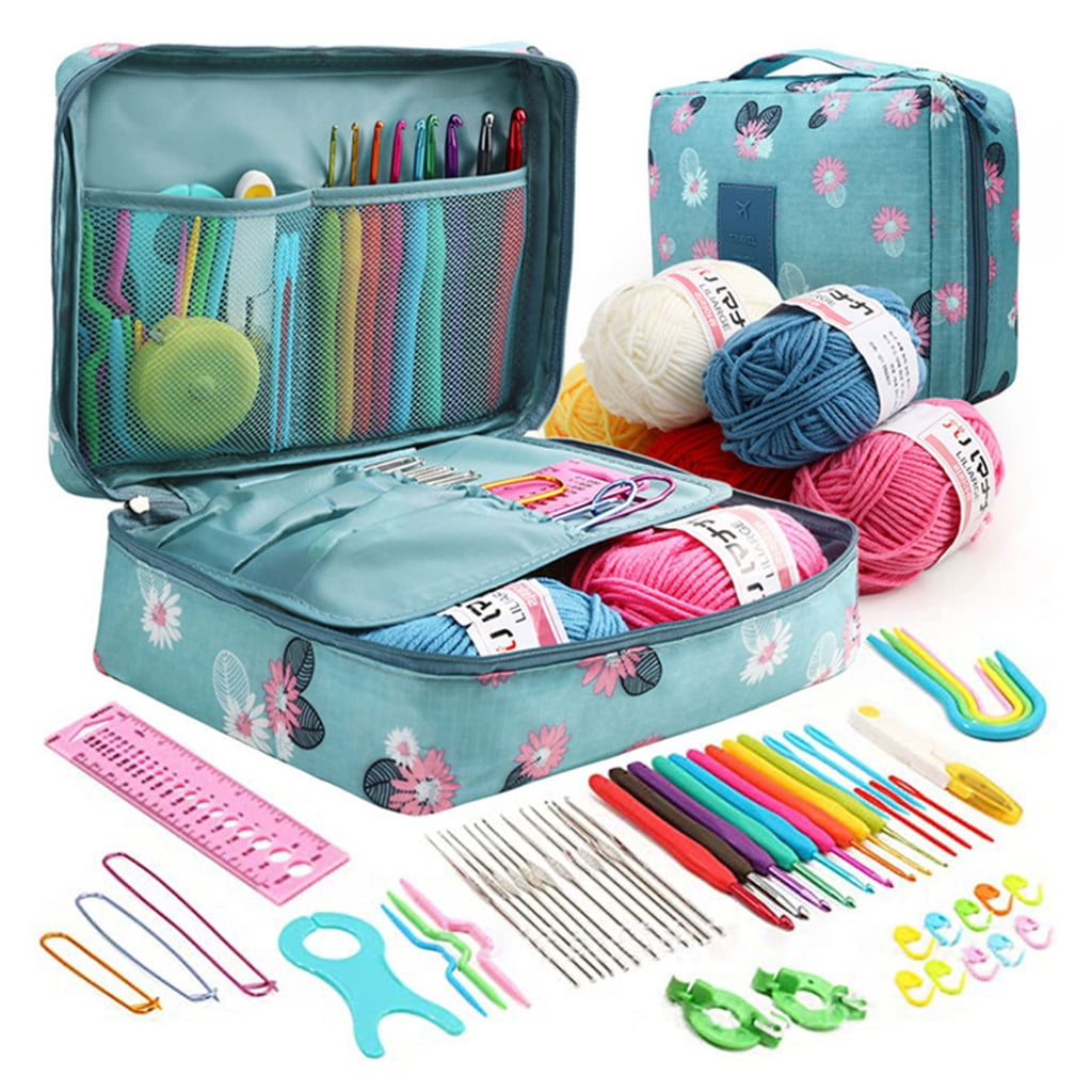 58-Piece Set Crochet Hook with Silicone Grip Handles and Aluminum Hooks 0.6mm-6m Perfect for DIY Knitting Sewing Project