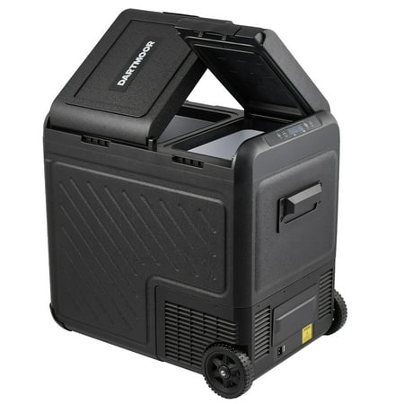 58 Qt Dual Zone Car Fridge Freezer Portable Refrigerator Cooler with 2 Wheels