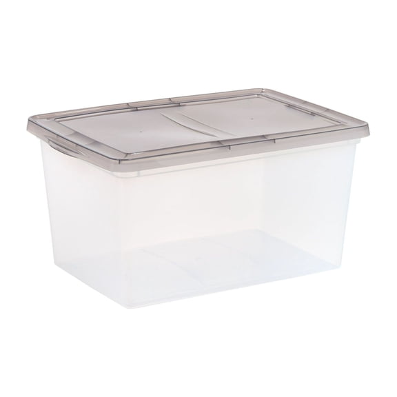 58 Qt Storage Bins with Lids, Plastic Storage Containers - Stackable Tote, Clear Organizer for Home, Garage, Seasonal Items & Clothes
