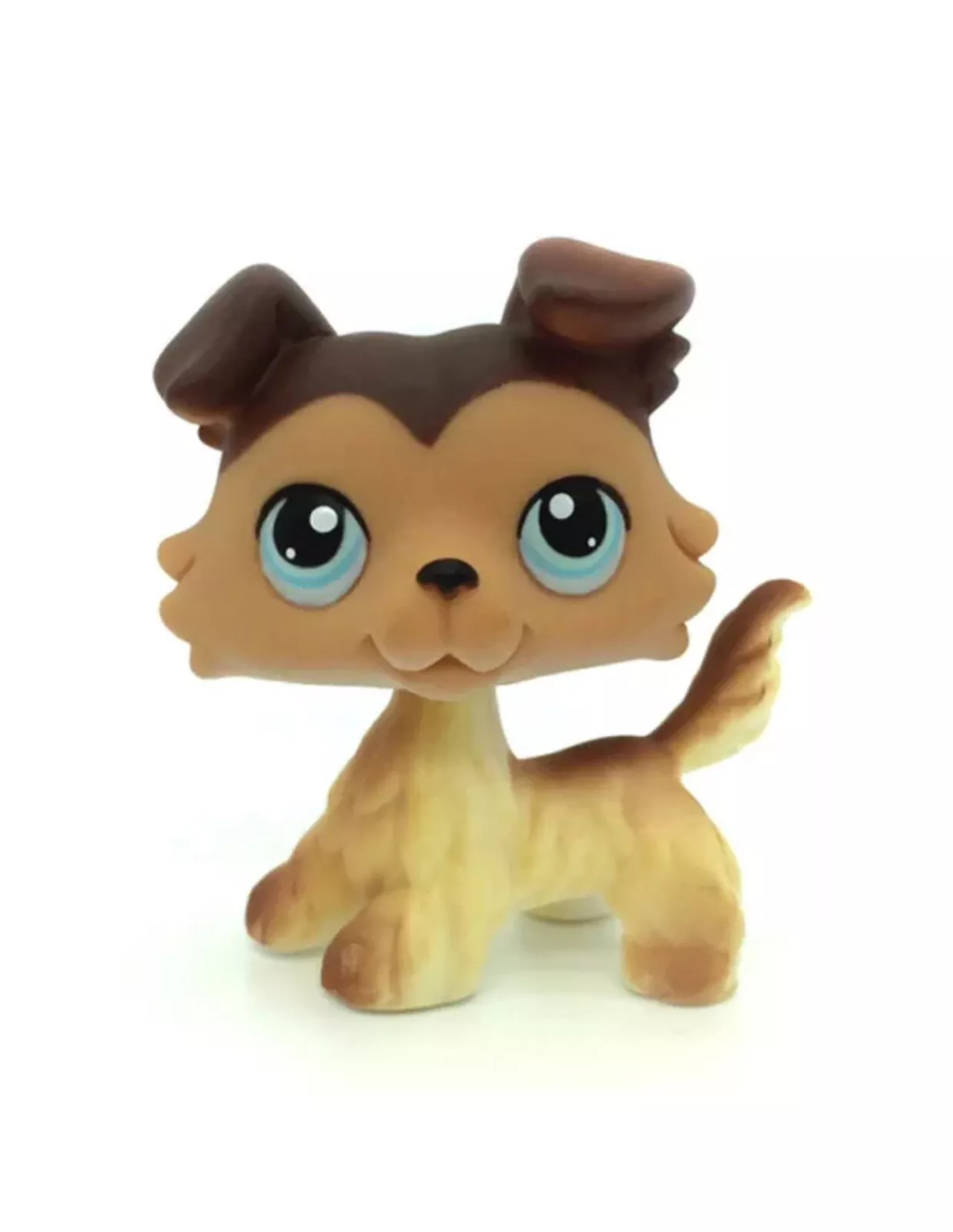 #58 Rera Littlest Pet Shop Brown Collie Dog Puppy Blue Eyes LPS Animal ...