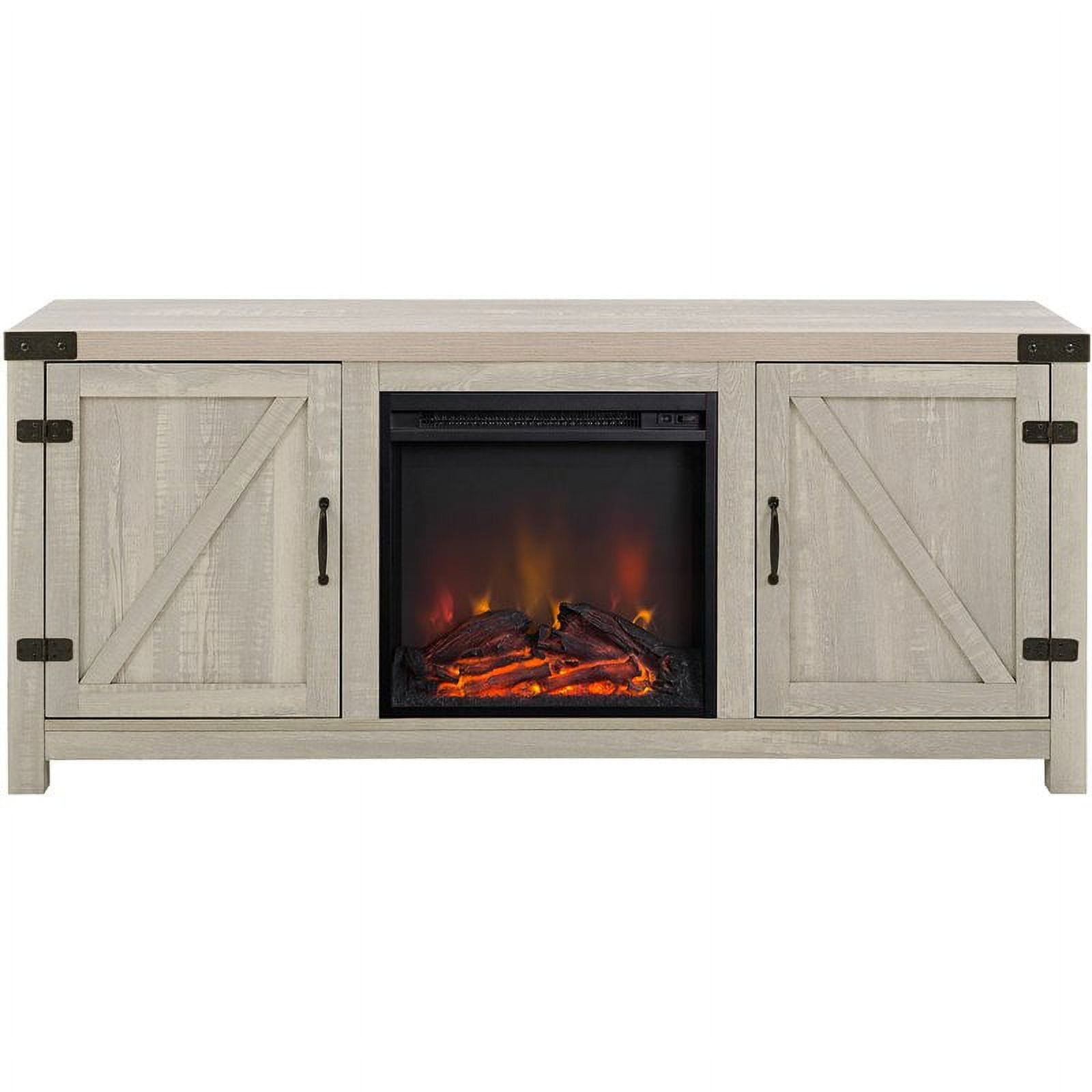 58" Rustic Modern Farmhouse Fireplace TV Stand in Stone Gray