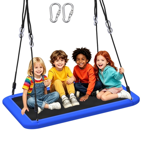 58" Saucer Tree Swing for Kids and Adults with 2 Hanging Straps, Adjustable Rope, Indoor and Outdoor Use in Backyard or Playground, 660Lb, Blue