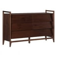 thumbnail image 1 of 58" Solid Wood Modern Angle-Face 6 Drawer Dresser - Walnut, 1 of 6