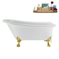 thumbnail image 1 of 58" Streamline N4860GLD-WH Soaking Clawfoot Tub and Tray With External Drain in Glossy White and Polished Gold Clawfeet, 1 of 11