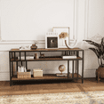 thumbnail image 1 of 58'' TV Stand for TV up to 65 Inches, Entertainment Center with Open Storage Shelves, TV Media Console Table with Quadruple-Tube Support for Living Room, Bedroom, 1 of 6