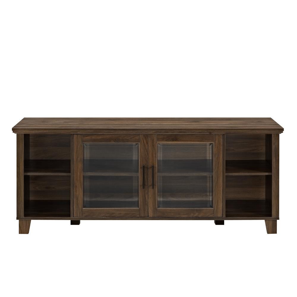 58" Dark Walnut TV Stand with Glass Doors