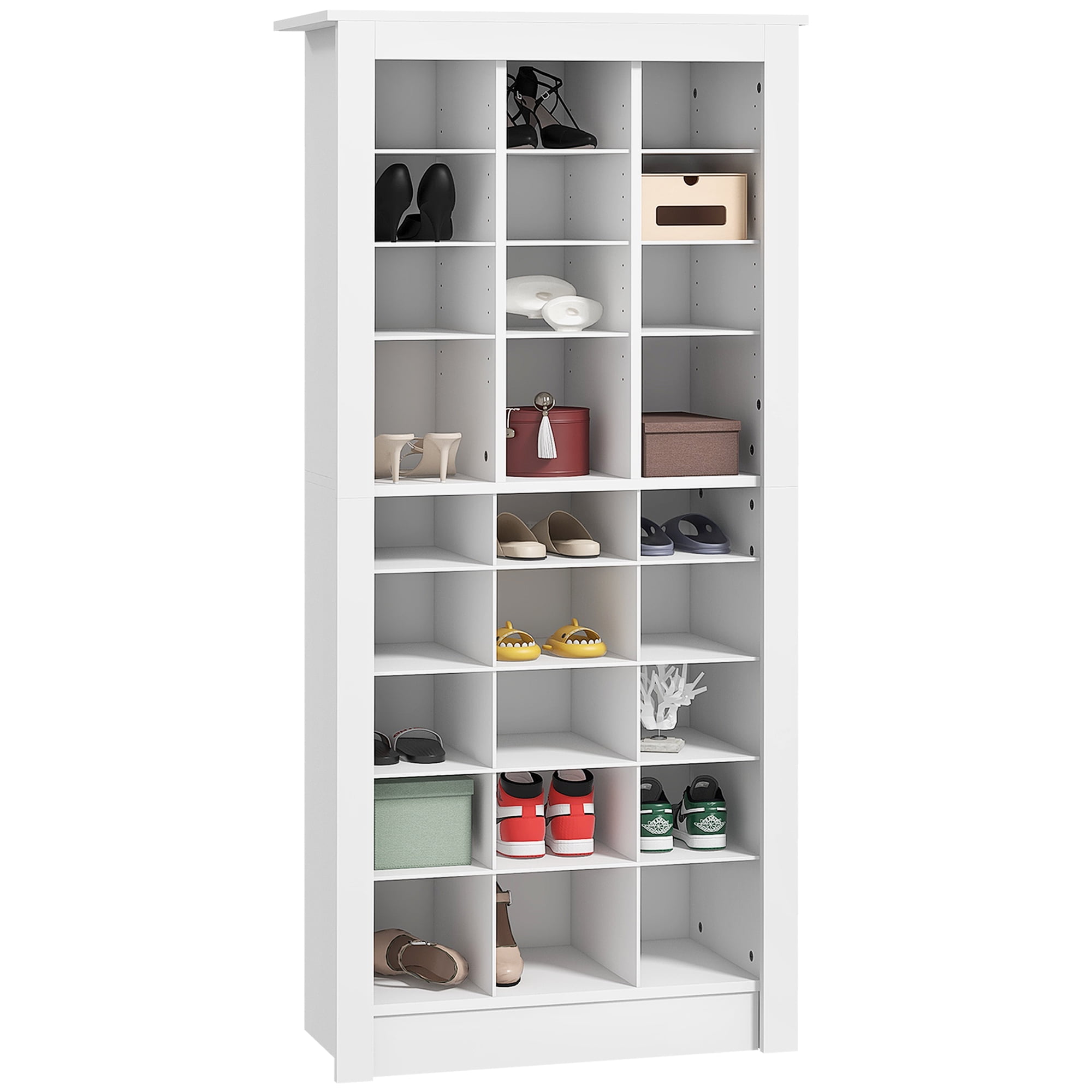 58" Tall Narrow Shoe for Entryway Storage Organizer with Open