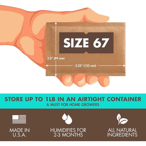 58% Two-Way Humidity Control Packs Size 67 - 12 Pack Absorbers for Storage Containers