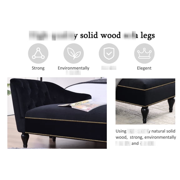 58'' Velvet Upholstered, Button Tufted, Nailhead Trimmed Chaise Lounge - Ideal for Small Living Rooms, Relaxes You After Work