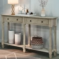 thumbnail image 1 of 58" Vintage Console Table, Solid Wood Sofa Table with 2 Storage Drawers and Open Bottom Shelf, Narrow Side Table for Living Room, Kitchen, Hallway, Entryway, Gray Wash, 1 of 8