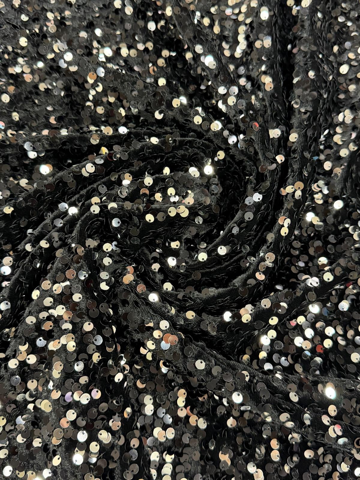 58" Wide Sequins Stretch Velvet Fabric | Spandex Velour for Apparel, Costumes, Scrunchies, Events, Dance Wear, Party Decor, Crafts, Upholstery, and DIY Projects