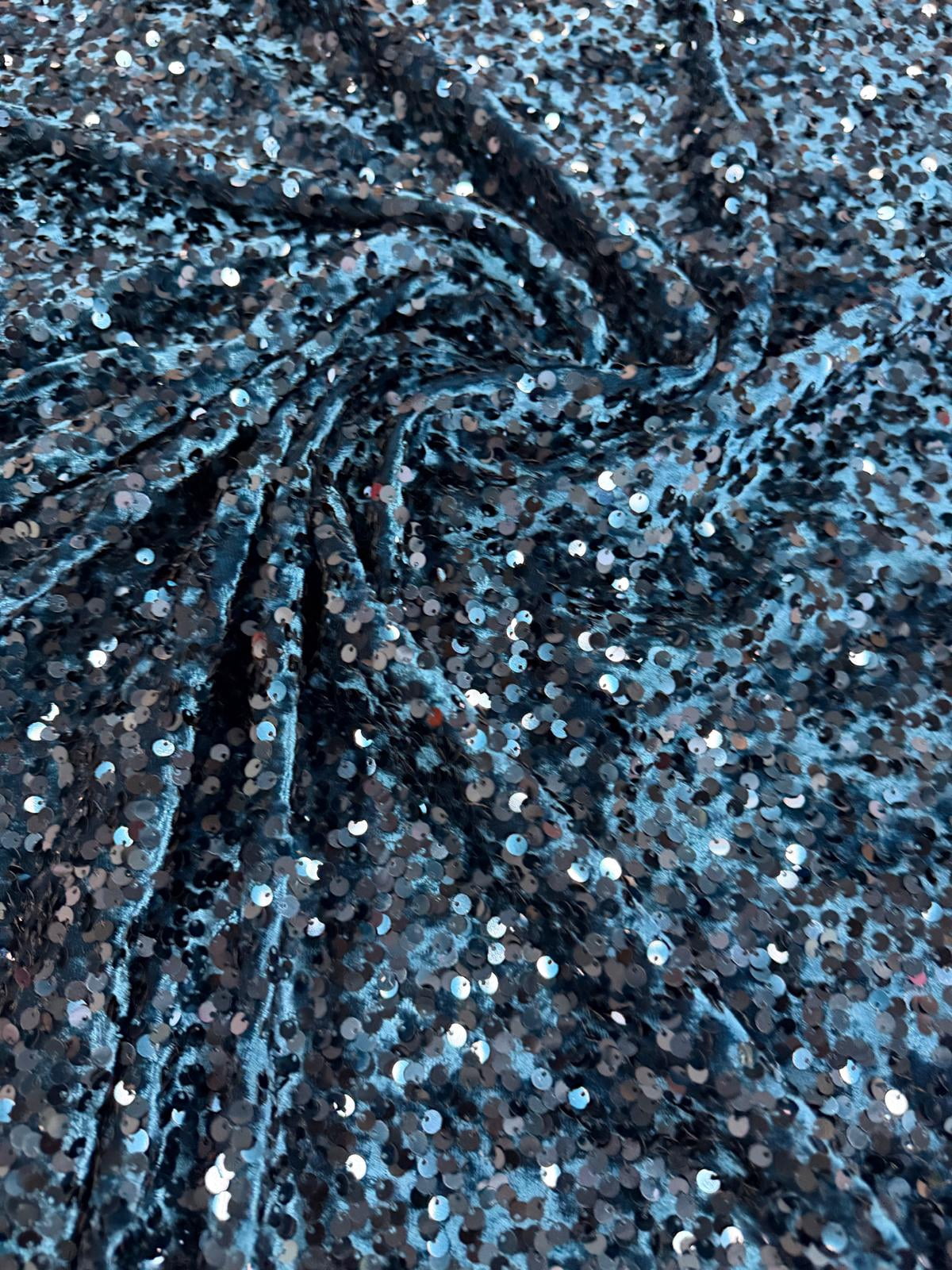58" Wide Sequins Stretch Velvet Fabric | Spandex Velour for Apparel, Costumes, Scrunchies, Events, Dance Wear, Party Decor, Crafts, Upholstery, and DIY Projects