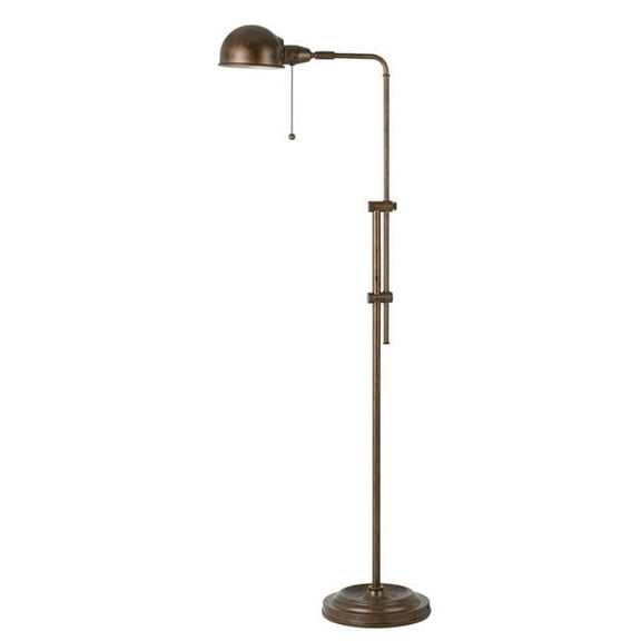 58 in. Rusted Adjustable Traditional Shaped Floor Lamp with Rust Dome Shade
