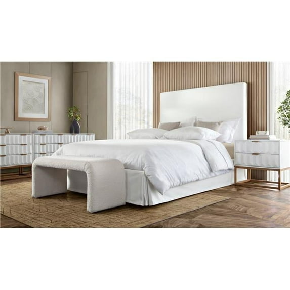 58 in. Savannah Eastern Linen Fabric Slipcover Bed, White - King Size