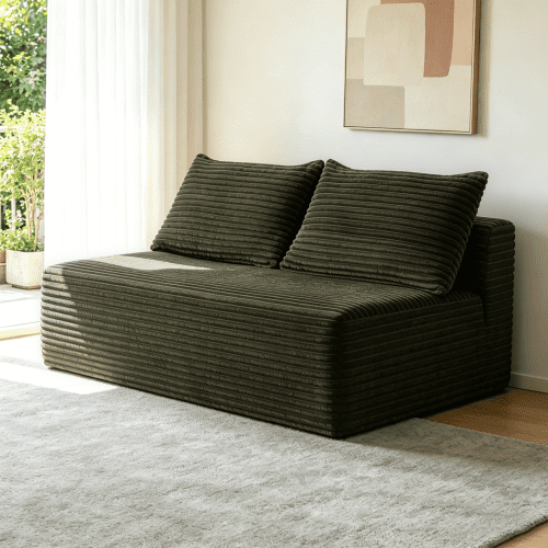 58-inch 2 seat median longue with cup holder, flexible matching, mainly for living room use, Green