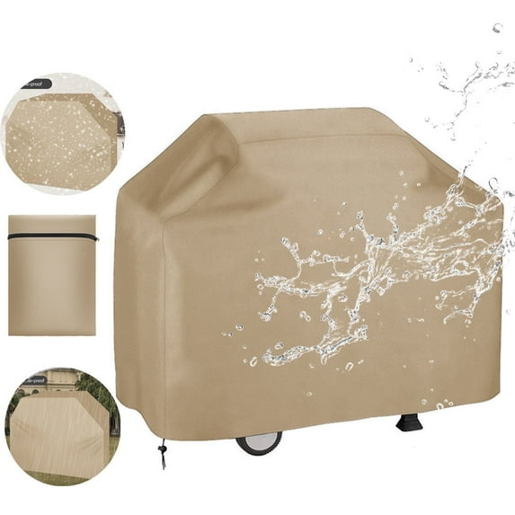 58 inch Heavy Duty BBQ Gas Grill Cover, Waterproof, Rip-Proof, Weather & UV Resistant, Fits Grills of Weber Durable,khaki