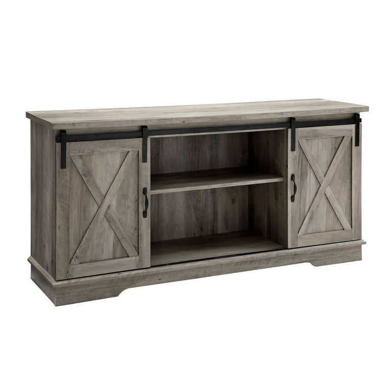 58 Sliding Barn Door TV Stand Grey Wash