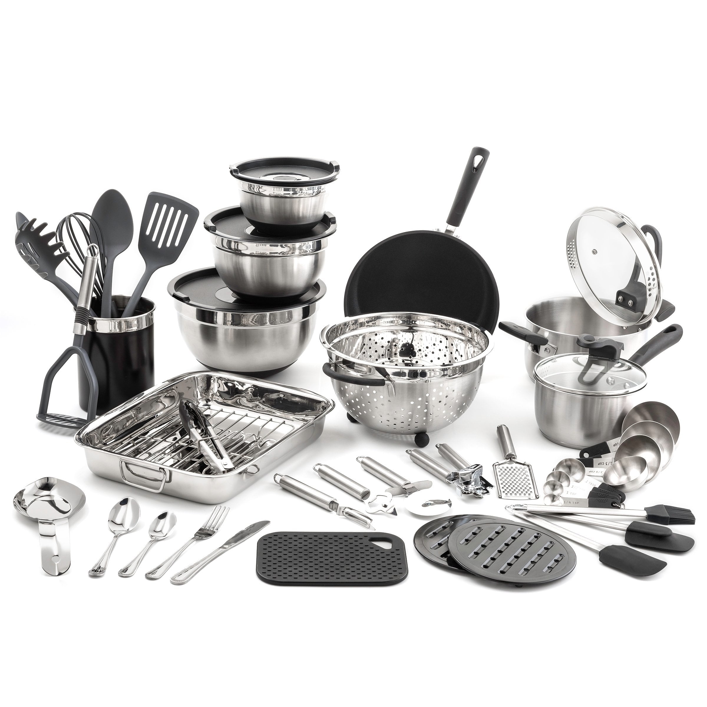 36 Pc. Kitchen in a Box Stainless Steel Cookware Set - On Sale - Bed Bath &  Beyond - 15616512