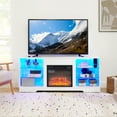 thumbnail image 1 of 58''w Electric Fireplace Tv Stand In White, Up To 62" Tv, Flame Brightness Levels Adjustable, Cable Management Feature Table: Ports, Adjustable Shelves, For 32 - Tvs, 1 of 6