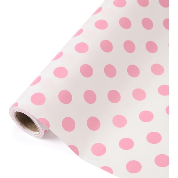 58"x 23" inchs Polka Dot Wrapping Paper Roll, Pink Polka Dot Wrap Paper for Girls Women