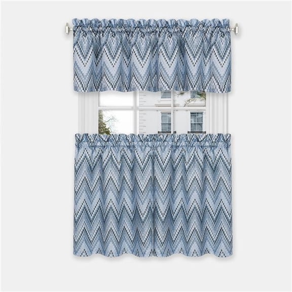 58 x 24 in. Avery Window Curtain Tier & Valance Set, Ice Blue - Pack of 2