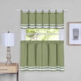 thumbnail image 1 of Dakota Green Window Kitchen Curtains 3-Piece Tier & Valance Set - 58" (W) x 24" (L) Complete Set, Green, 1 of 5