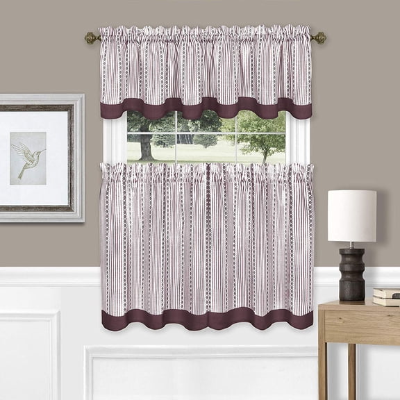 58 x 24 in. Westport Window Curtain Tier & Valance Set, Burgundy - Pack of 2