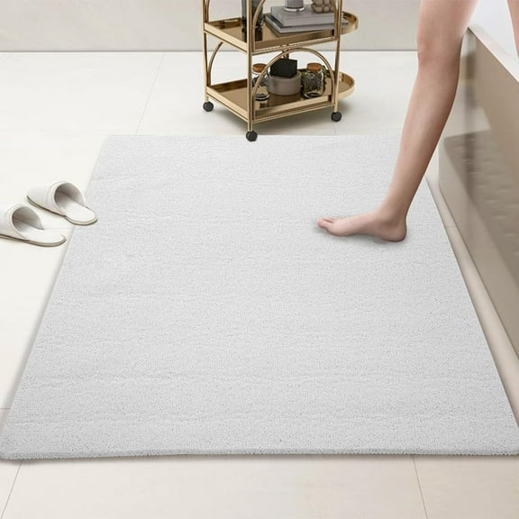 58 x 32 Extra Large Shower Mat for Shower Stall Tub, Non Slip Bath Mat Bathroom Accessories, PVC Loofah Mats for Shower and Bathroom, Quick Drying, (White, 58"x32")