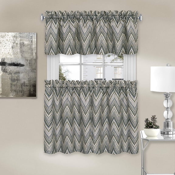 58 x 36 in. Avery Window Curtain Tier & Valance Set, Charcoal - Pack of 2