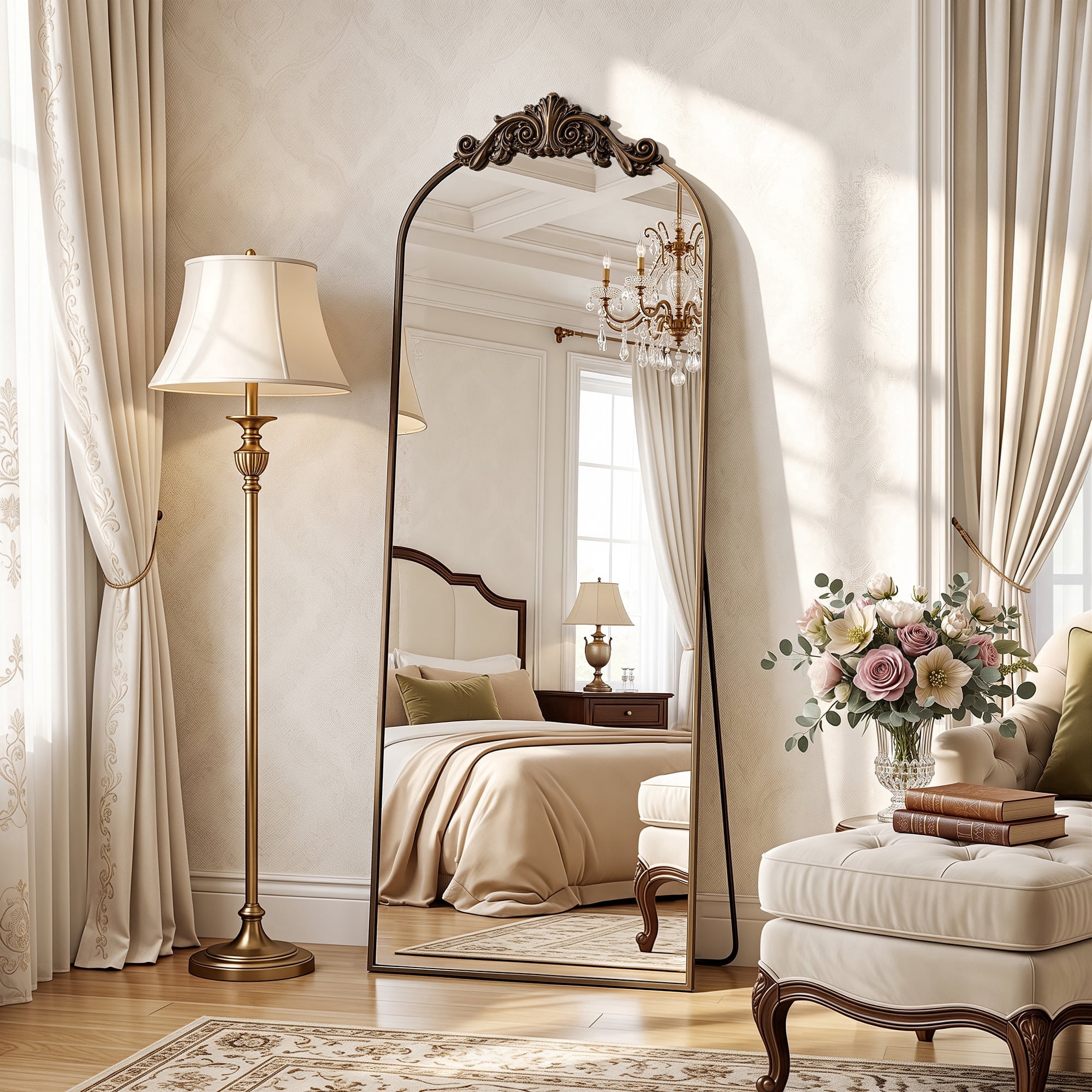 Antok, Full-Length Mirror, 58x18 inch, Vintage Arched Baroque