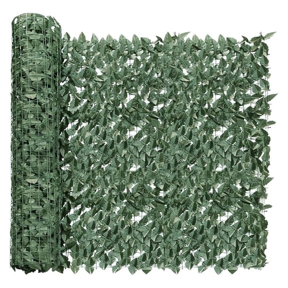 58"x196" 1 PC Artificial Laurel Leaf Cover Faux Leaves Hedge Fence Screen Greenery Wall Decoration for Outdoor Balcony Backyard Garden Patio (Dark Green)